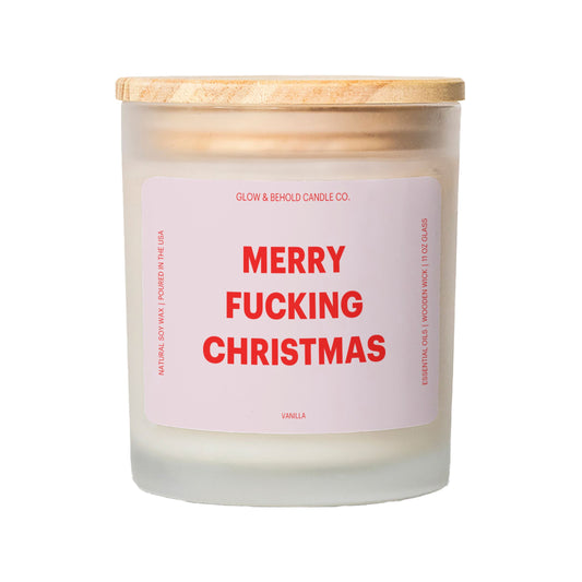 Merry Fucking Christmas Glass Candle