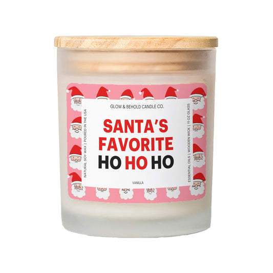 Santa's Favorite Ho Ho Ho Glass Candle