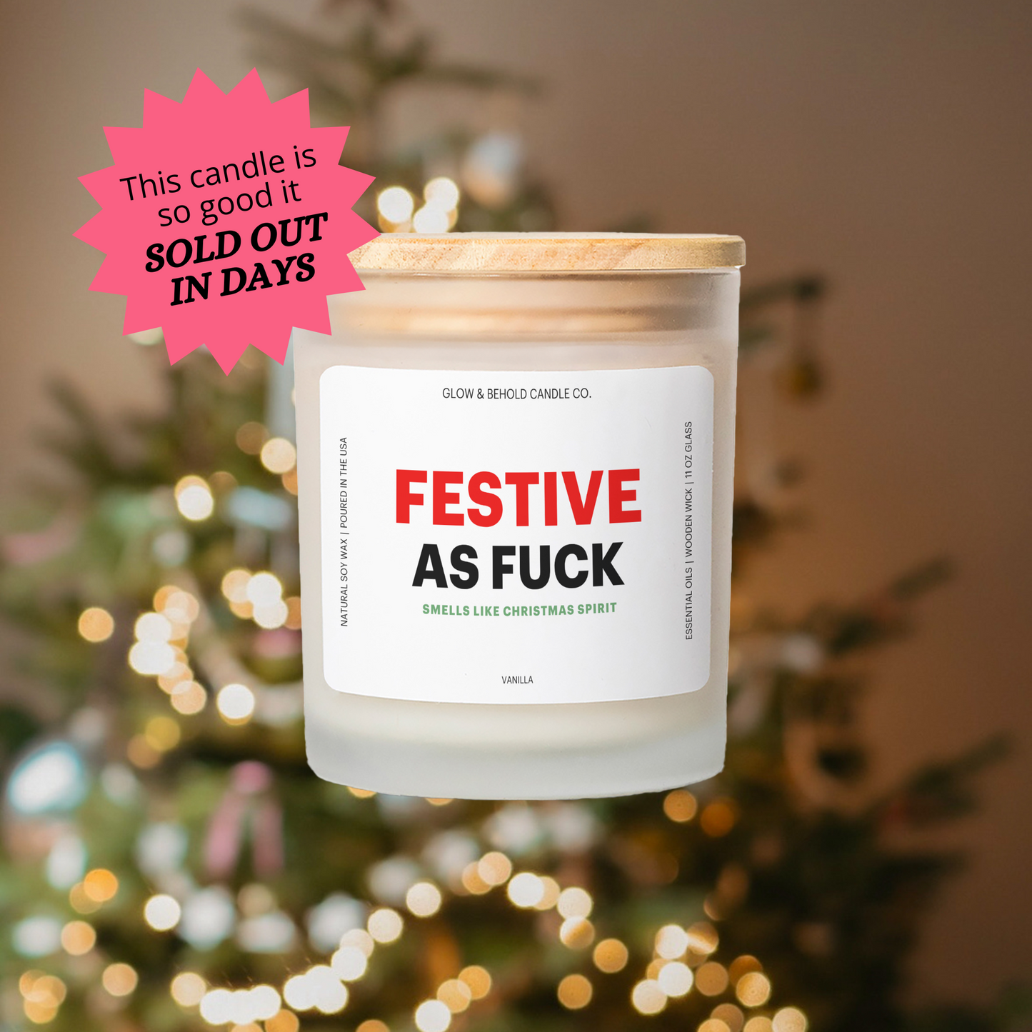 Festive as Fuck Glass Candle