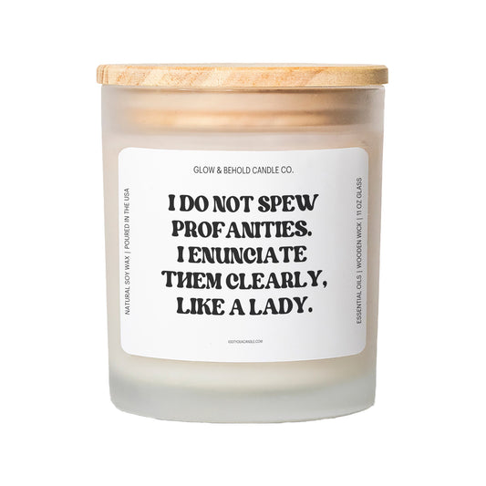I Do Not Spew Profanities, I Enunciate Them Clearly Like a Lady Glass Candle